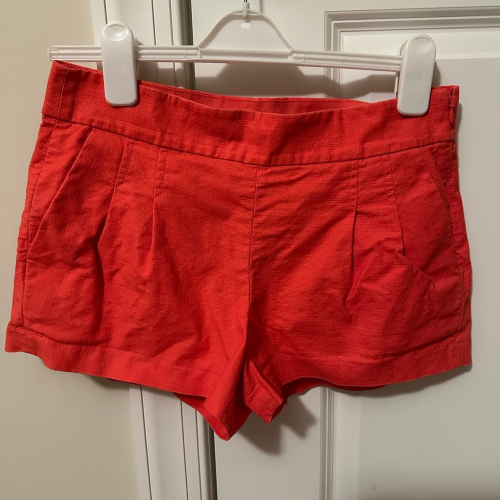 Jcrew flat front, side zip orange shorts size 4